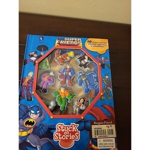 DC Super Friends Stuck on Stories Board Game with 10 toys & Story Book